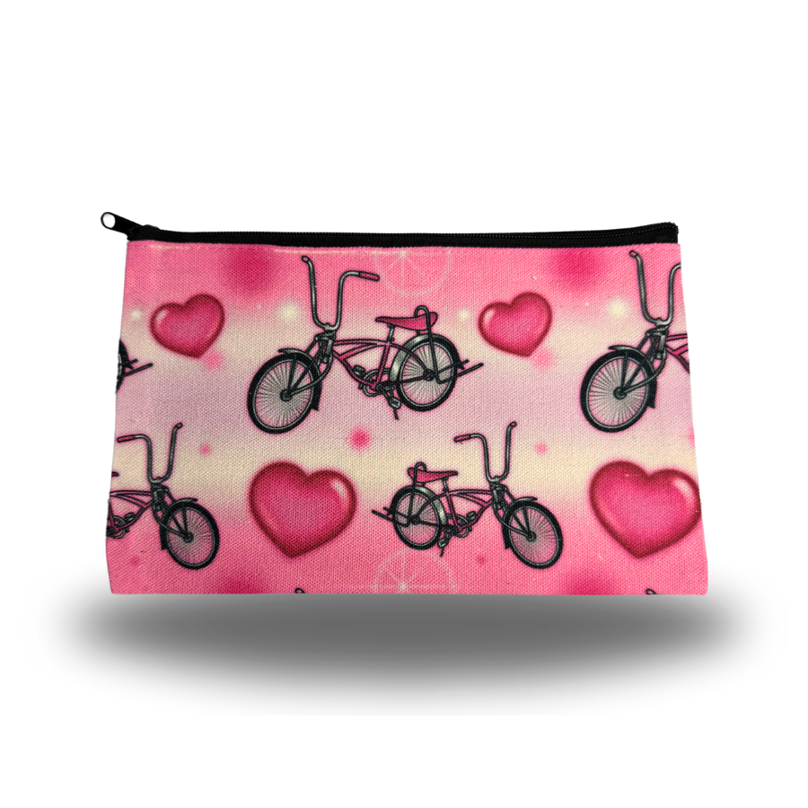 Pink lowrider bike makeup bag