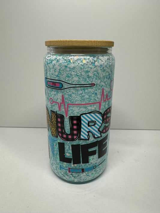 Pre made nurse life snow globe tumbler