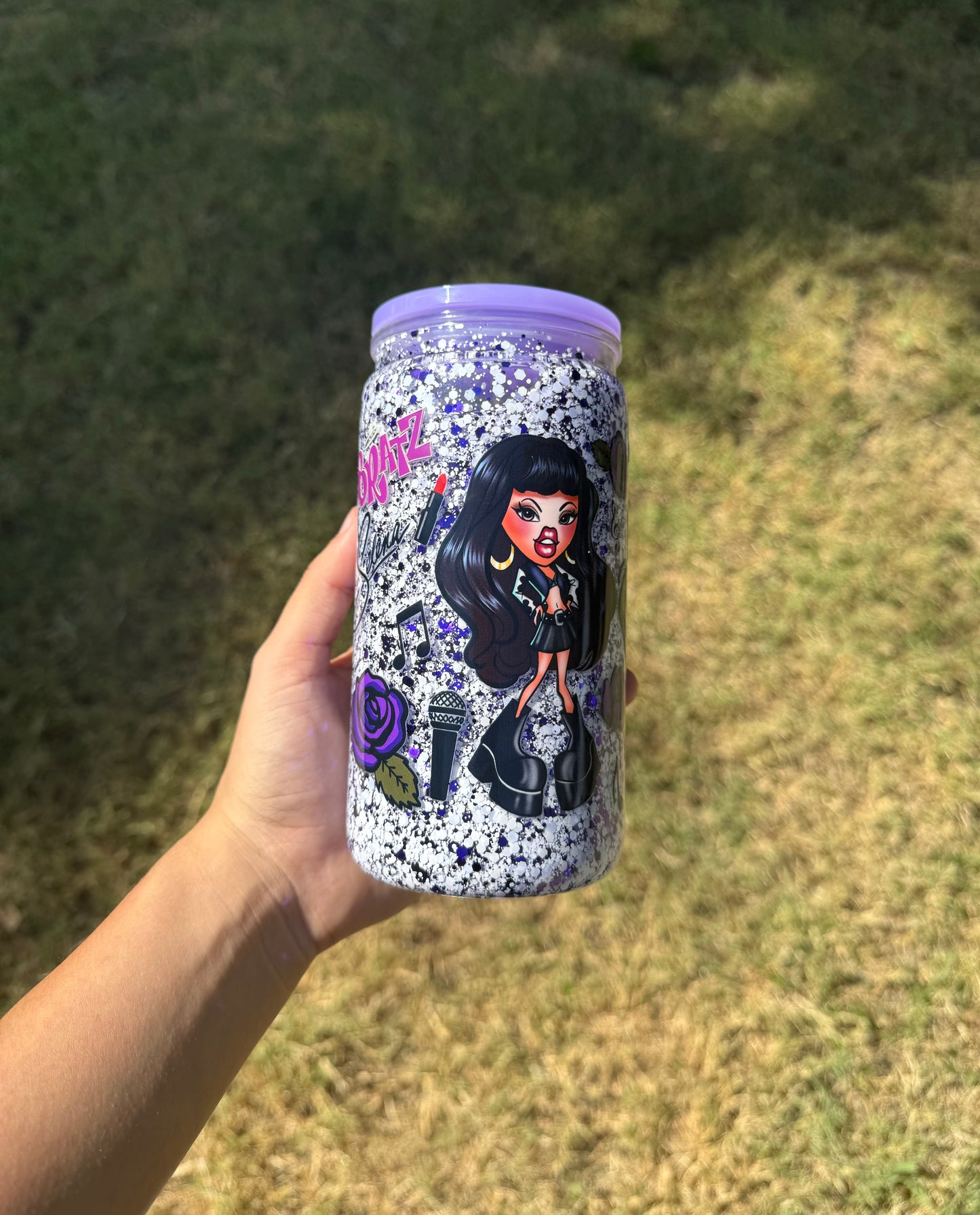 Pre made purple girls snow globe tumbler