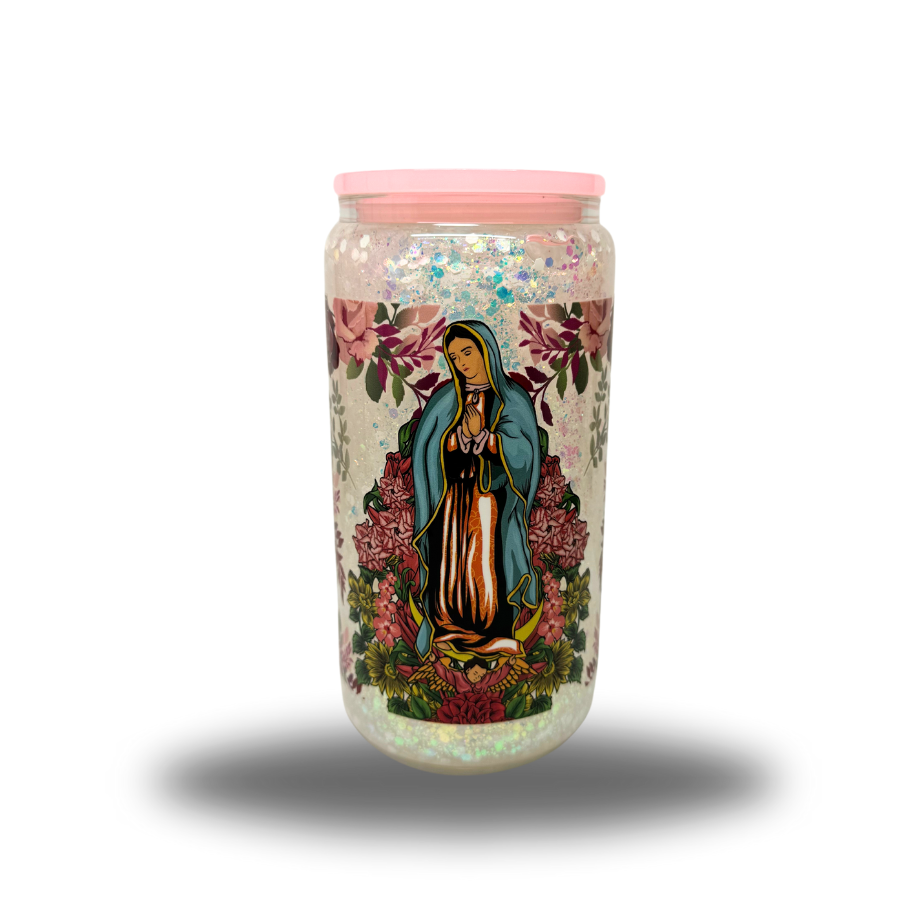 Virgin Mary snow globe tumbler