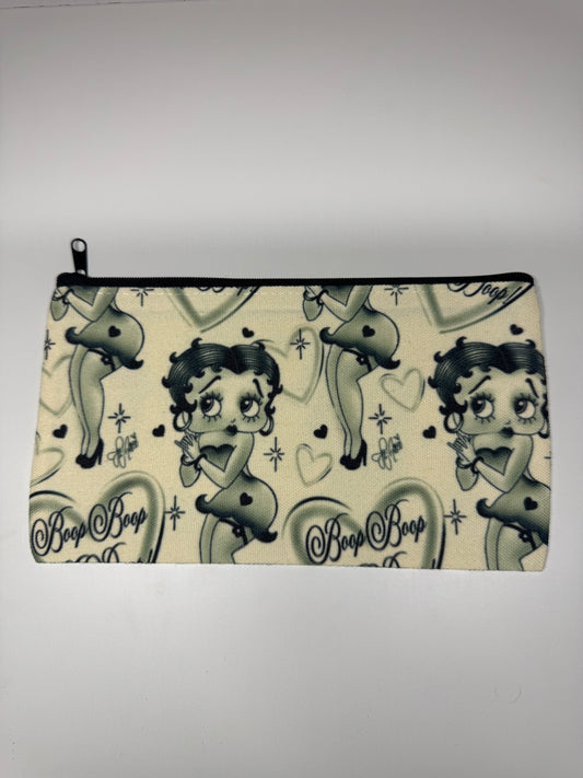 Black and white boop makeup bag