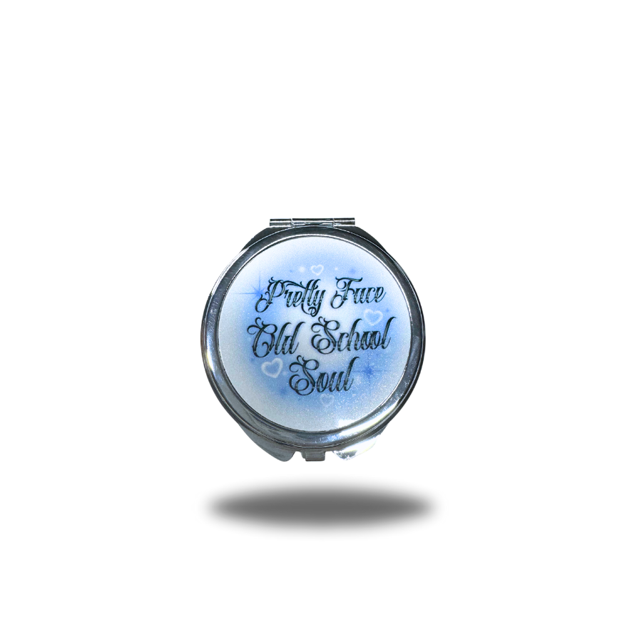 pretty face oldschool soul compact mirror blue