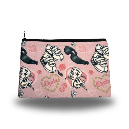 Pink old school girls makeup bag