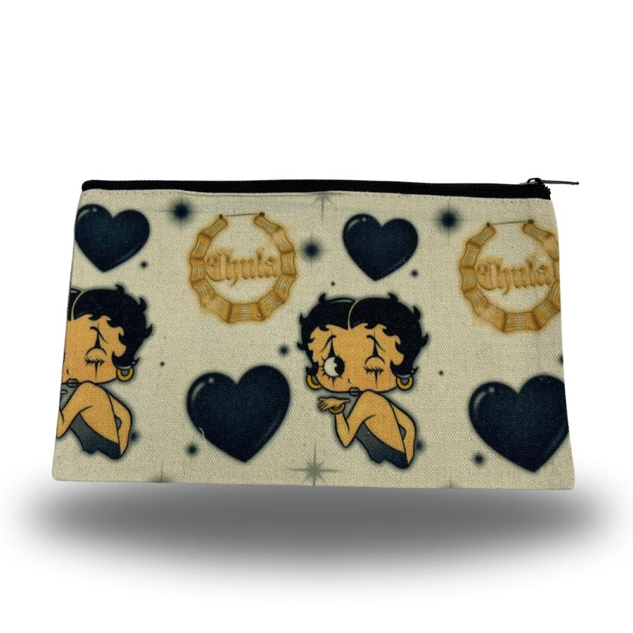 black & white chula makeup bag