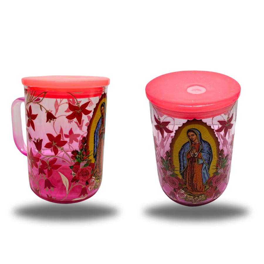 16oz pre made glass Virgin Mary mug