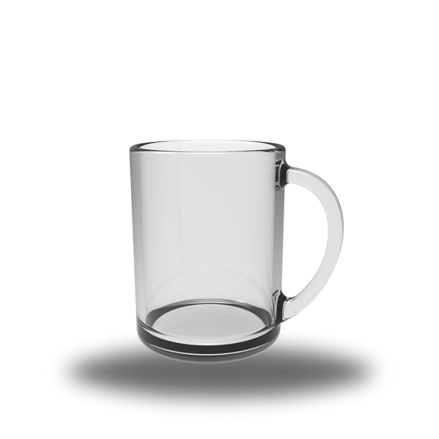 clear glass mug