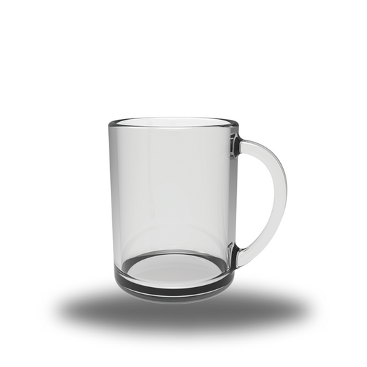 clear glass mug